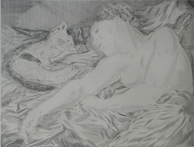 裸婦と猫