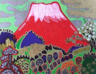 早春の赤富士「めでたき富士の図」