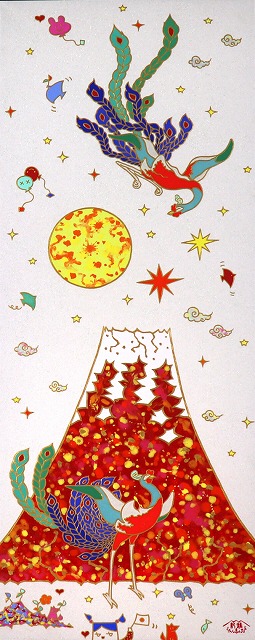 双鳳凰赤富士図