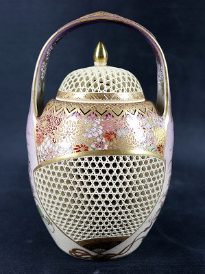 新妻守「白薩摩紫ぼかし秋虫篭香炉」