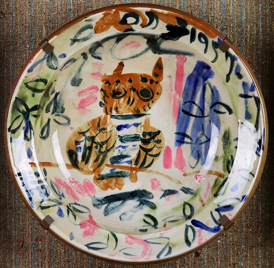 絵付皿 みみずく図