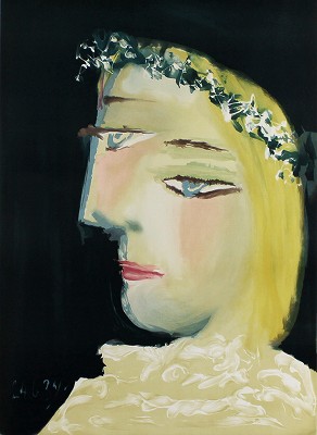 花の冠をした女